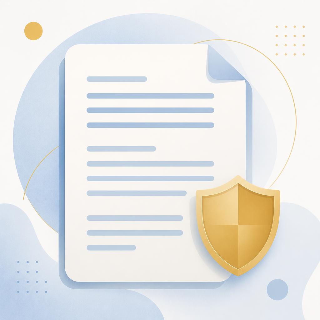 Abstracte illustratie van een AI-policy document met schild
