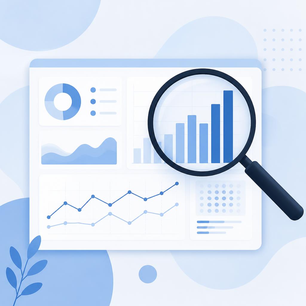 Abstracte illustratie van een AI reality check dashboard